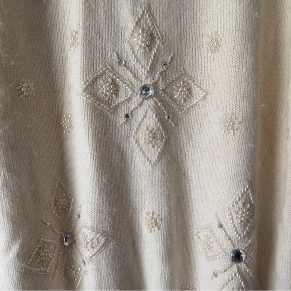 Sheridan Square Angora Rabbit hair silk wool blend rhinestone pearl sweater Sz L - Picture 6 of 6